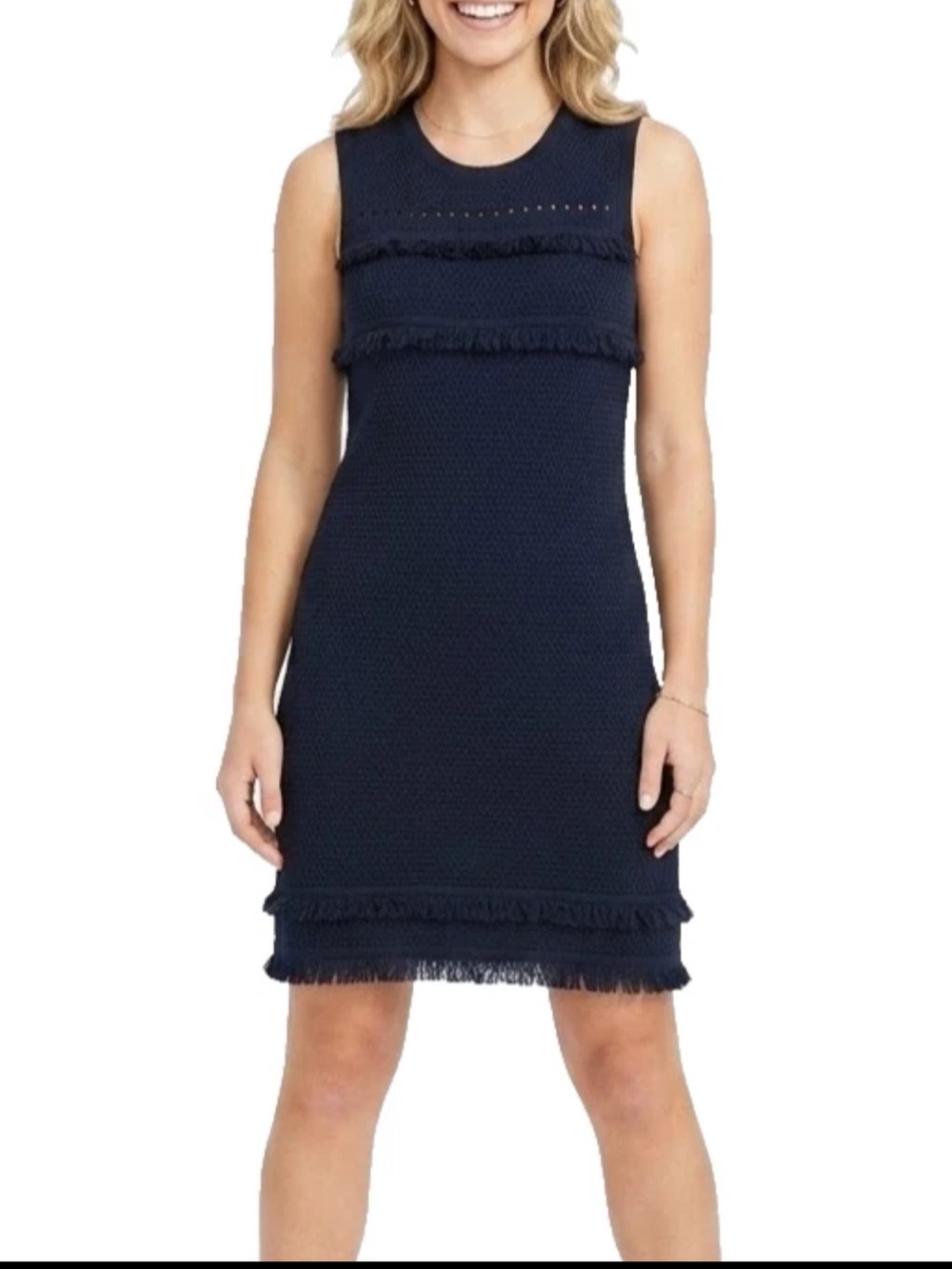 J.Crew Black Fringe Sweater Sleeveless Shift Dress XSMALL
